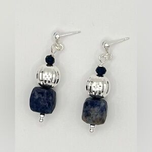 Genuine Faceted Lolite & Sterling Silver Bead Earrings (bracelet sold sep)